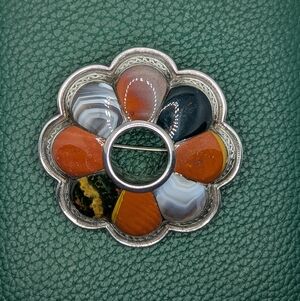 ✨ Victorian Sterling Silver Multi-Gemstone Floral Brooch ✨